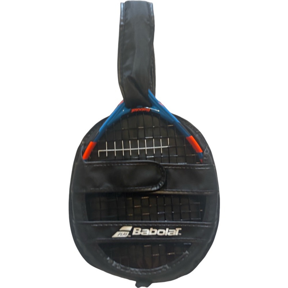 BABOLAT TENNIS RAQUET AND CASE BALLFIGHTER 17 TEAL BLUE AND ORANGE